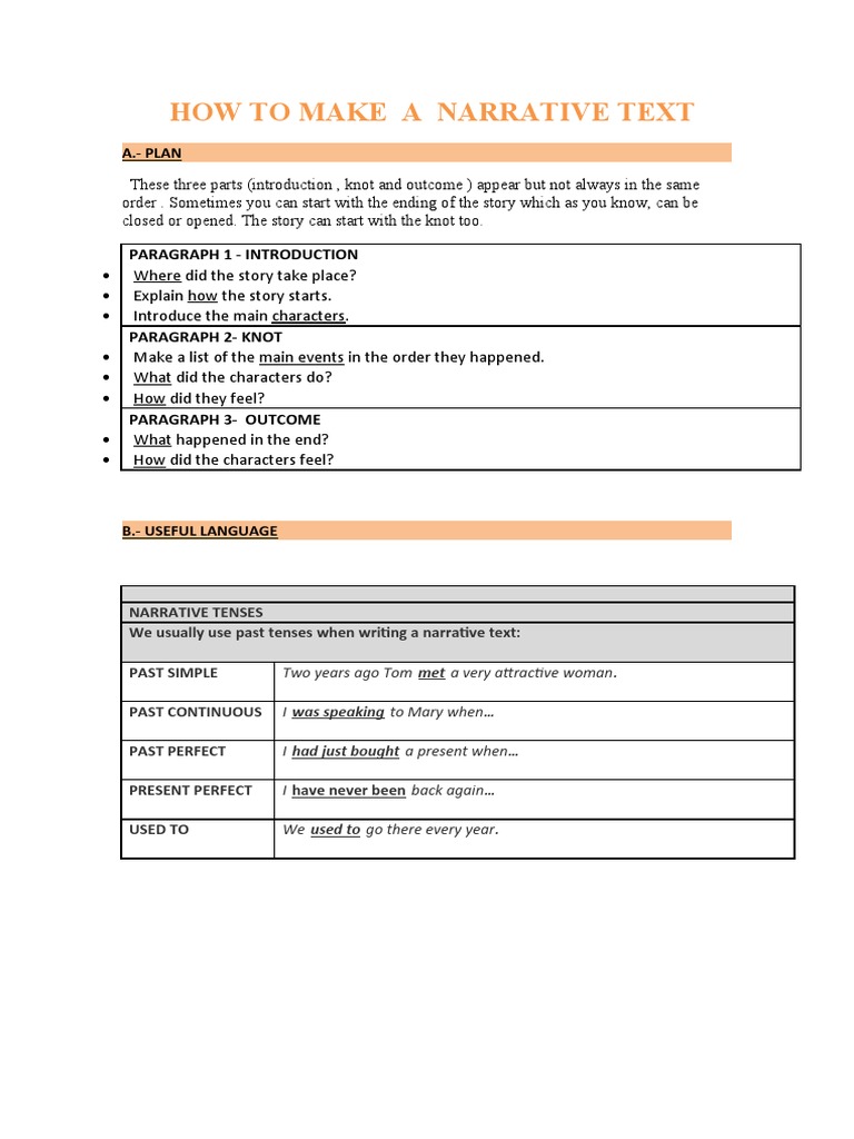 Writing a Narrative Text Guide | PDF | Language Mechanics | Morphology