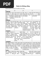 Rubric For Writing A Blog: Purpose