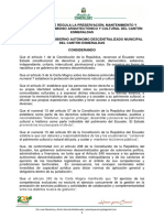 Ordenanza Que Regula La Preservacion de Patrimonio Cultural