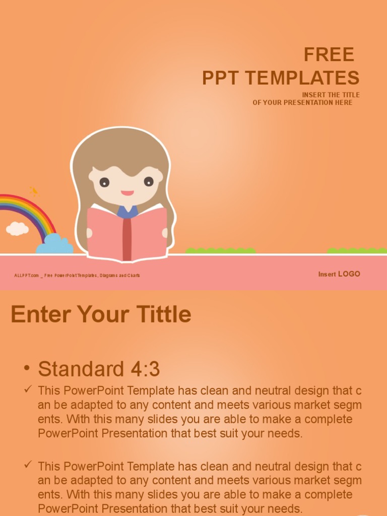 Cute Girl Reading Book Education PowerPoint Templates Standard | PDF