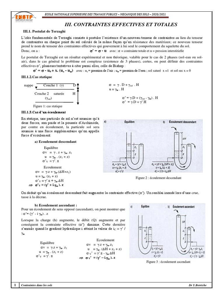Contraintes dans les sols et Terzaghi | PDF | Élasticité (Physique ...