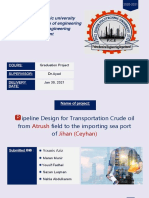 Pipeline Design for Transportation of Crude Oil from Atrush Field to Ceyhan Sea Port