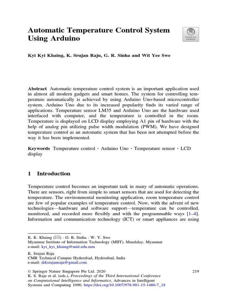 Automatic Temperature Control System Using Arduino Kyi Kyi Khaing