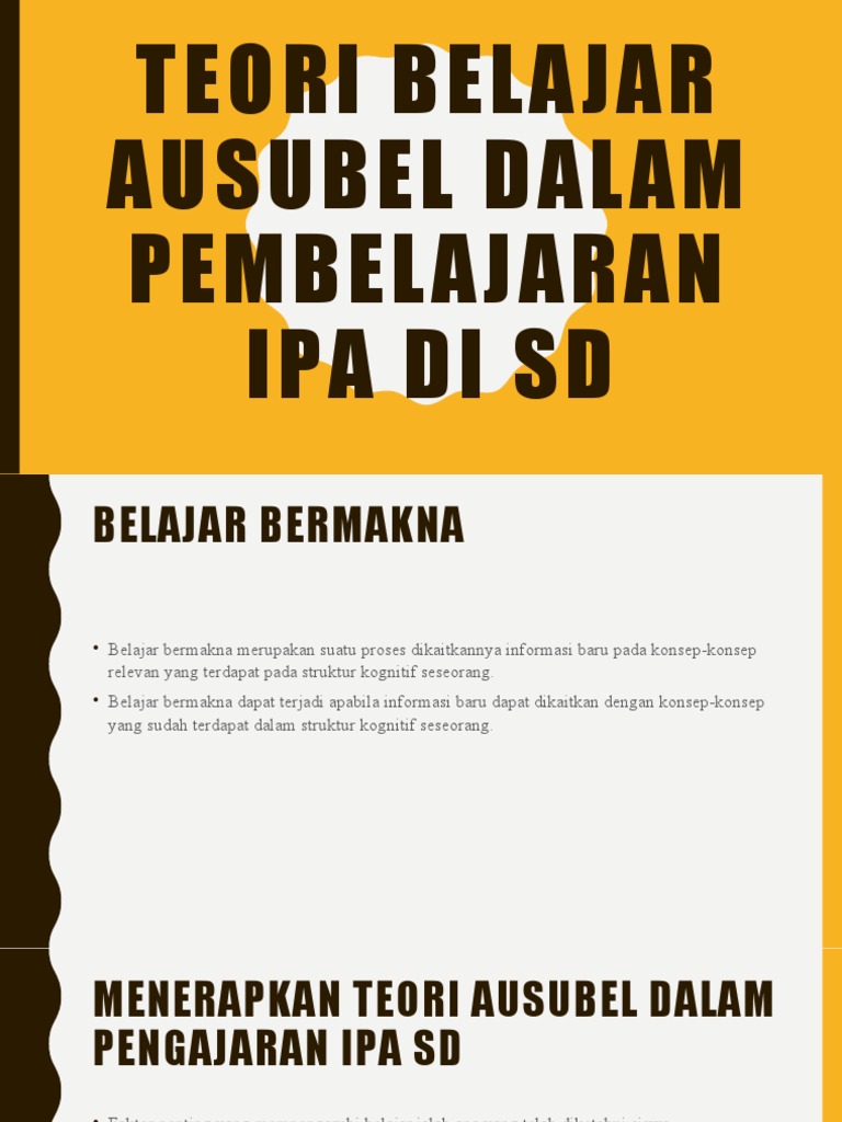 Teori Belajar Ausubel Dalam Pembelajaran Ipa Di SD | PDF