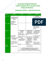 Planning et description des ateliers du Salon