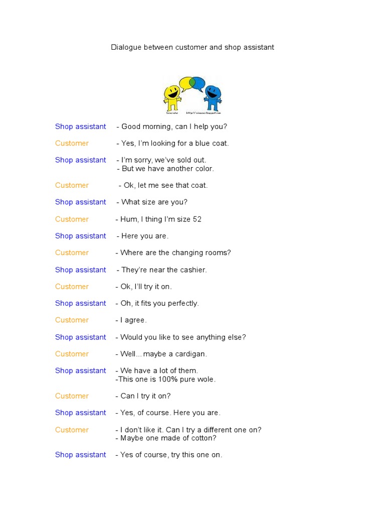 Dialogue Between Customer and Shop Assistant | PDF
