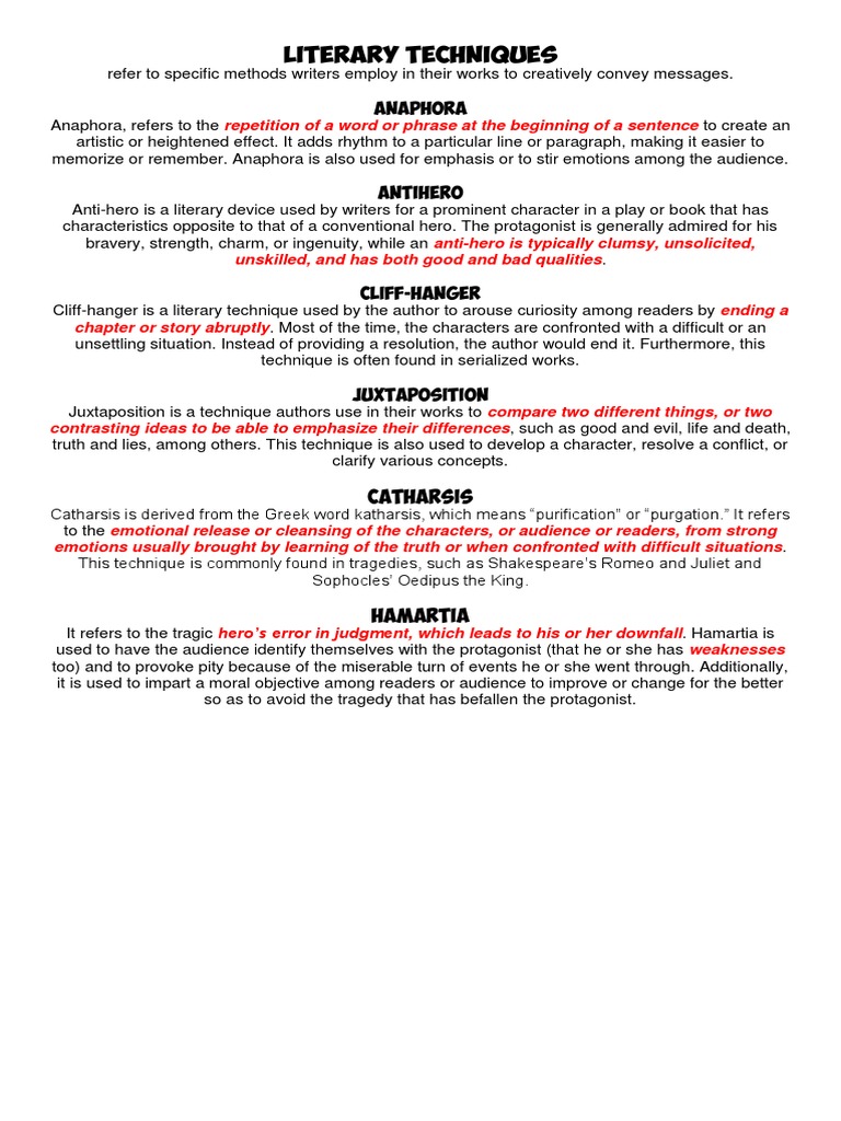 Key Literary Techniques Explained | PDF | Tragedy | Poetry
