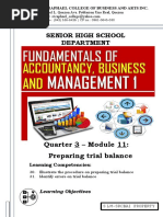 Senior High School Department: Quarter 3 - Module 11: Preparing Trial Balance