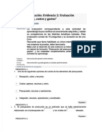 Evaluación presupuestos, costos y gastos