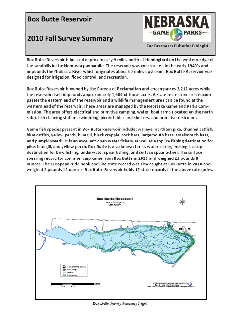 Box Butte Reservoir 2010 Fish Survey | PDF | Angling | Fish