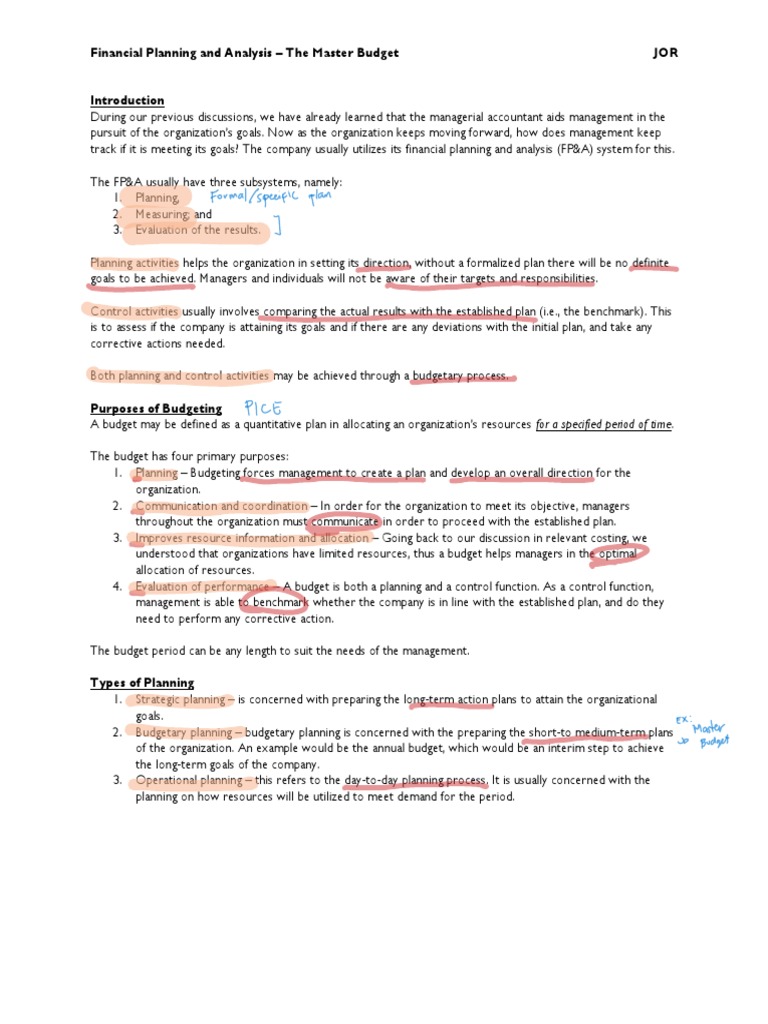 Master Budget Overview and Preparation | PDF | Cost Of Goods Sold | Budget