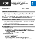 Learning Activity Sheet: A. To The Parents