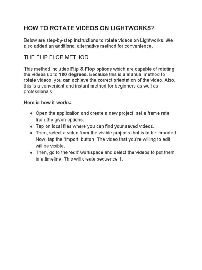 How To Rotate Videos On Lightworks? The Flip Flop Method PDF System Software Computer Science