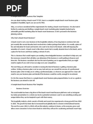 A Sample Beach Resort Business Plan Temp