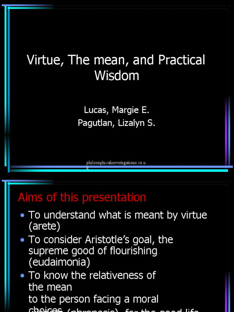 Virtue, The Mean, and Practical Wisdom: Lucas, Margie E. Pagutlan ...