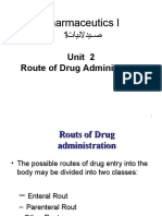 Pharmaceutics I: Unit 2 Route of Drug Administration
