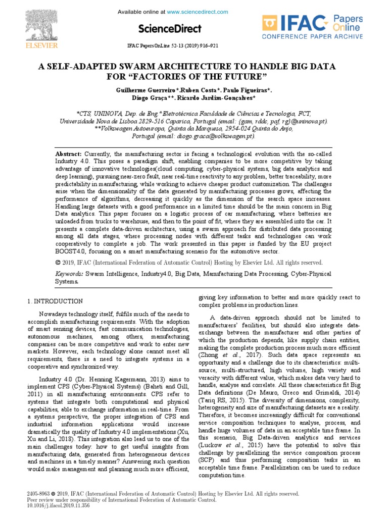 Self Adapted Swarm Architecture To Handle Big Data For Factories of The ...