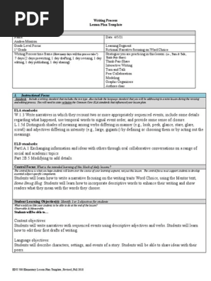Writing Process Lesson Plan