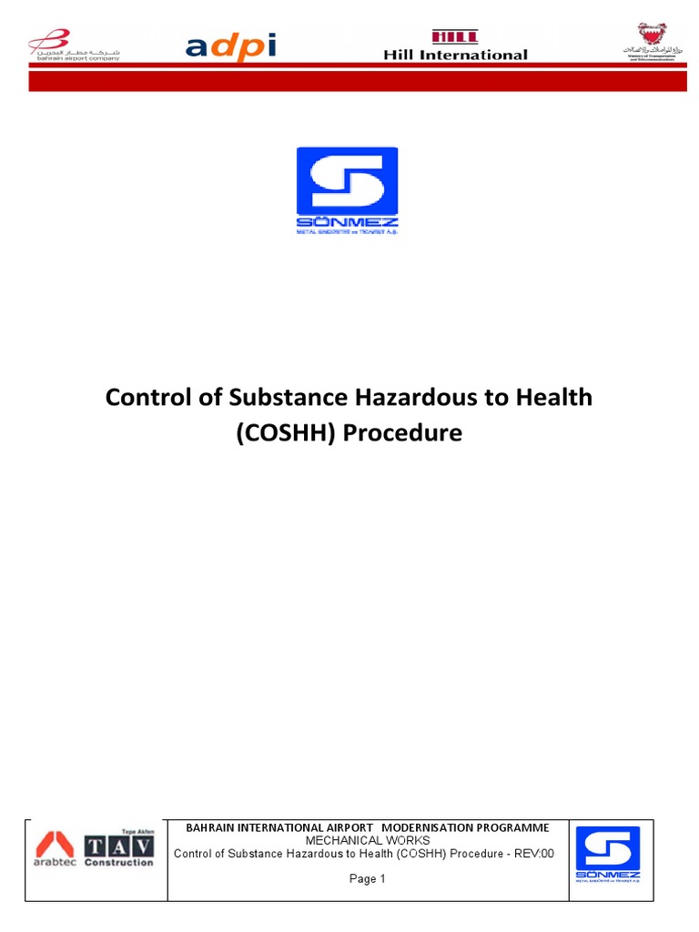 Control of Substance Hazardous To Health (COSHH) Procedure: Bahrain ...