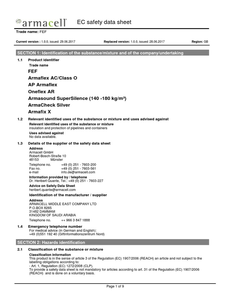 EC Safety Data Sheet | PDF | Toxicity | Workplace
