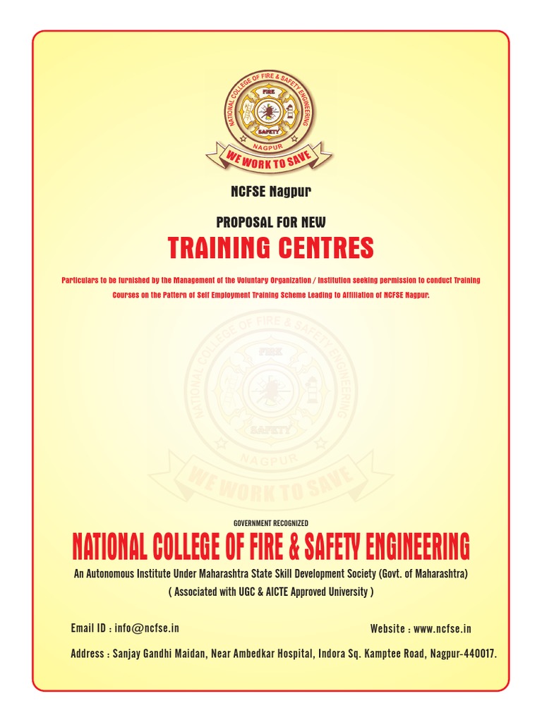 Training Centres National College of Fire & Safety Engineering PDF Business