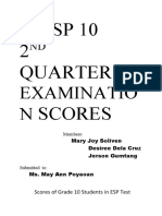 ESP 10 2 Quarter Scores: Examinatio N