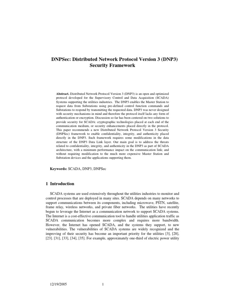 Dnpsec: Distributed Network Protocol Version 3 (Dnp3) Security ...