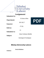 Assignment: Submitted By: Department: Bs MLT Semester: Roll No: Submitted To: Subject