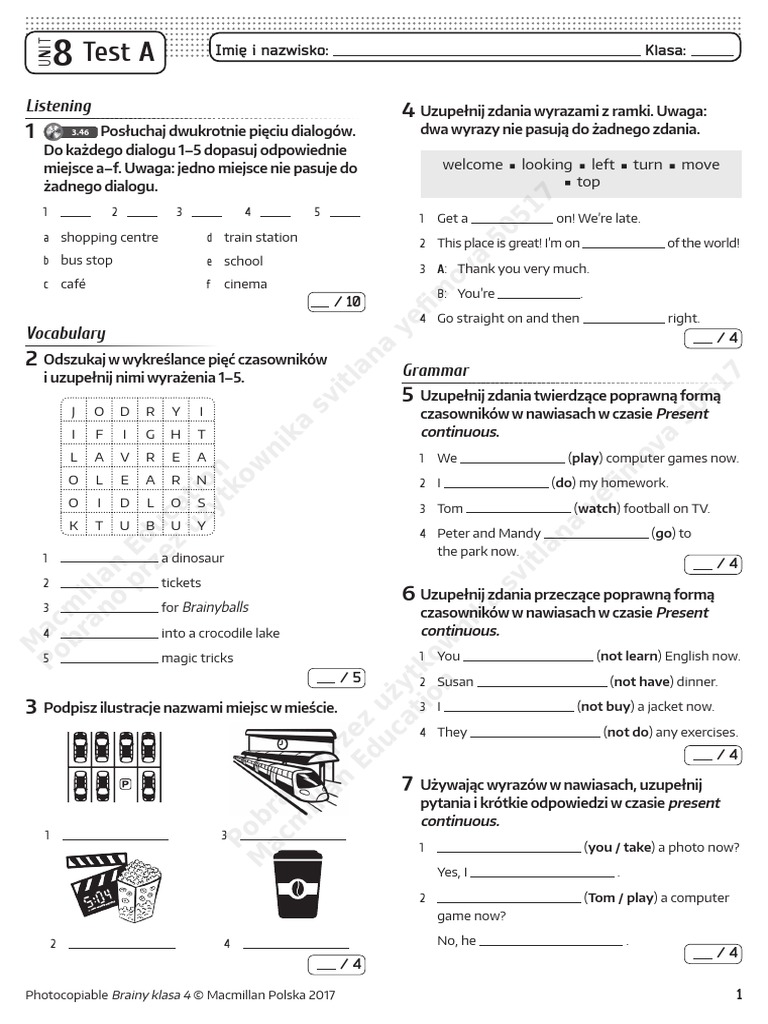 Test There Is There Are Klasa 4