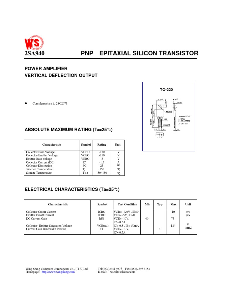 2SA940 | PDF | Technology & Engineering