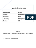 Corporate Secretaryship: Programme Subject Commerce Semester First University Mangalore University Session 20