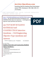 150 Top Most Building Materials and CONSTRUCTION Interview Questions - Civil Engineering Objective Type Questions and Answers