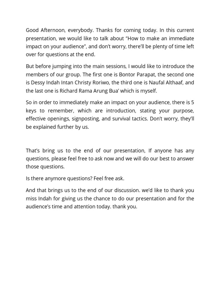 Good Afternoon | PDF