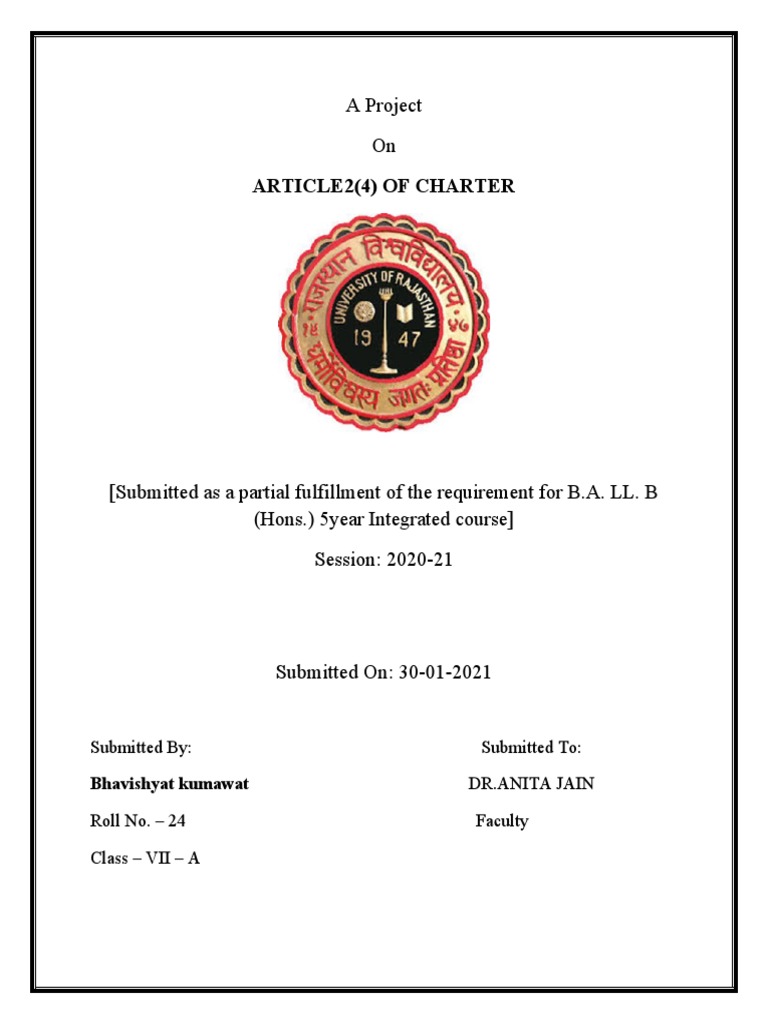 Understanding Article 2(4) of the UN Charter | PDF | Treaty ...