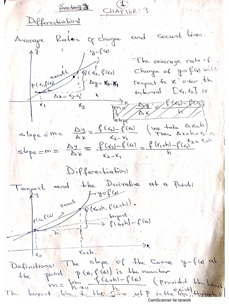 Calculus Notes #3 Türev | PDF