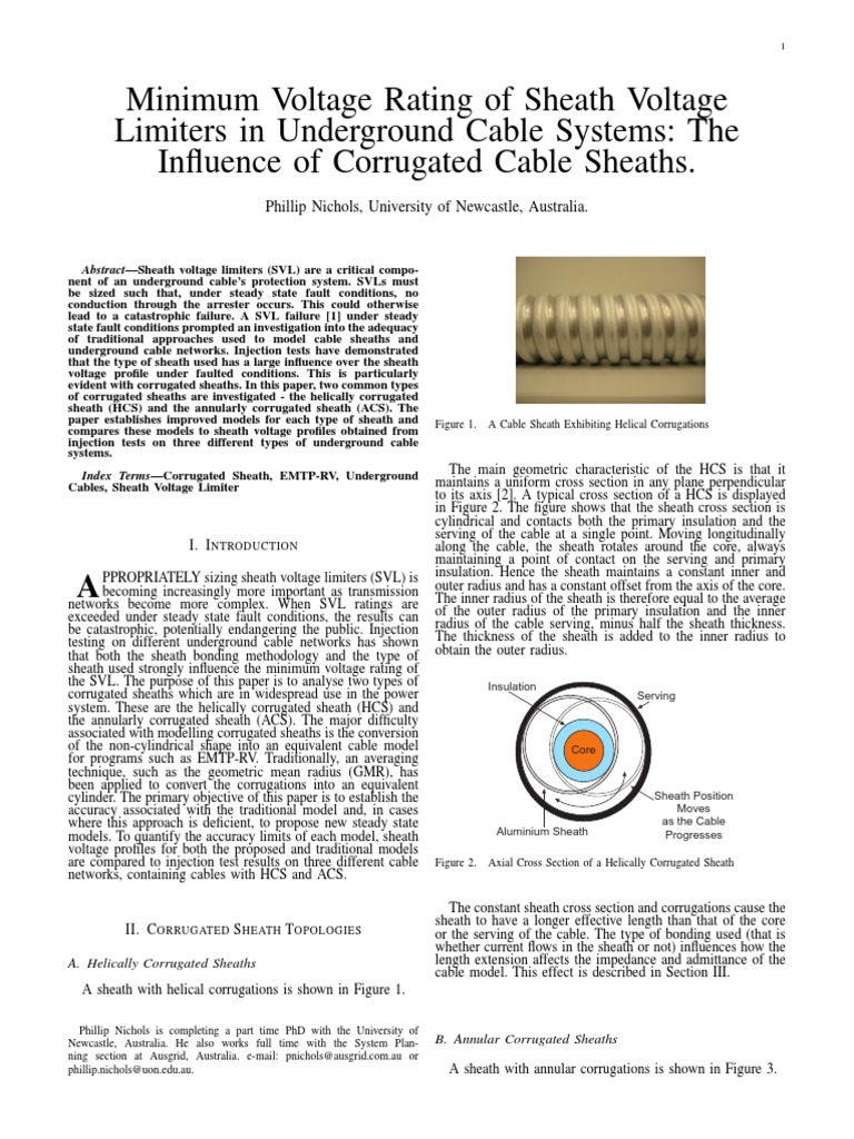 Minimum Voltage Rating of Sheath Voltage Limiters in Underground Cable