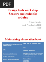 Design Tools Workshop Sensors and Codes For Arduino: P. Syam Sundar Asst. Prof. Dept. of ECE Klef