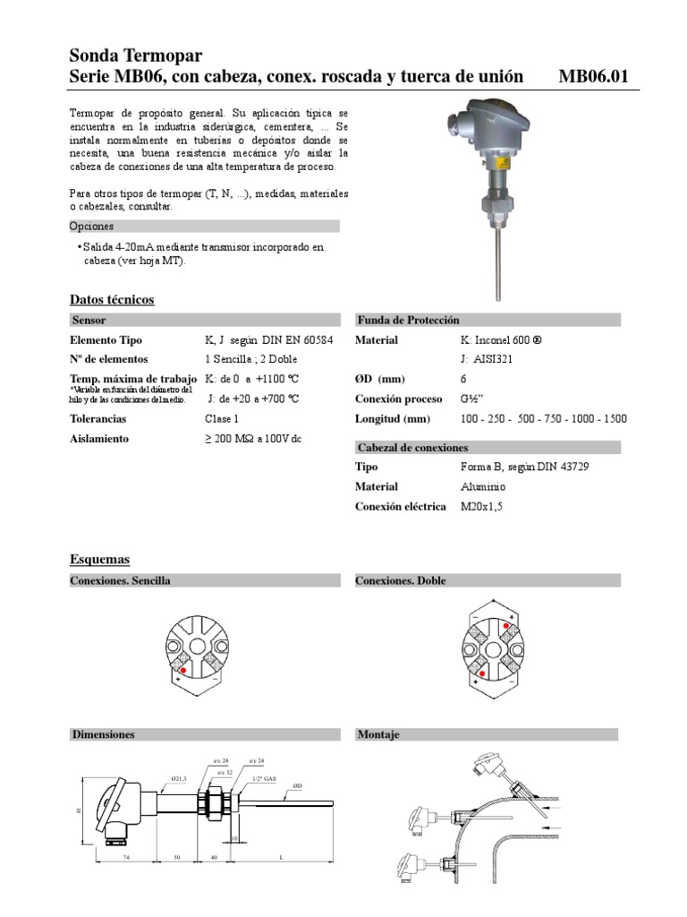 Termopar MB06 - 01 | PDF | Par termoeléctrico | Ingeniería de Edificación