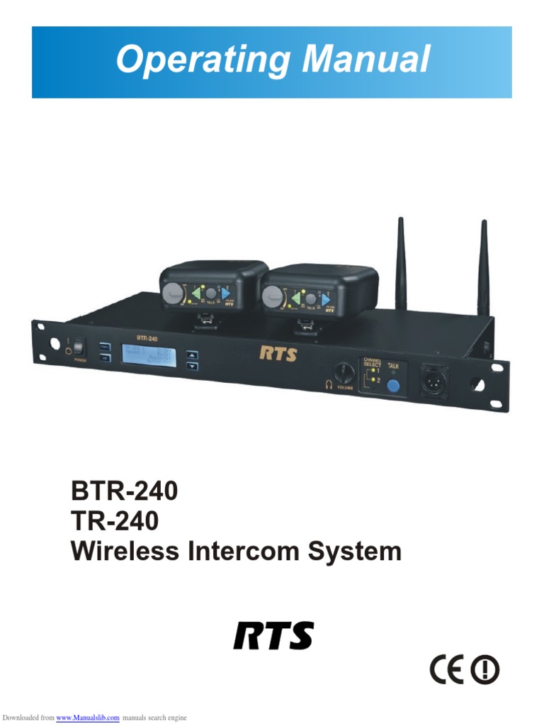Operating Manual: BTR-240 TR-240 Wireless Intercom System | PDF | Ieee ...