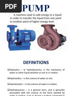 A Machine Used To Add Energy To A Liquid in Order To Transfer The Liquid From One Point To Another Point of Higher Energy Level