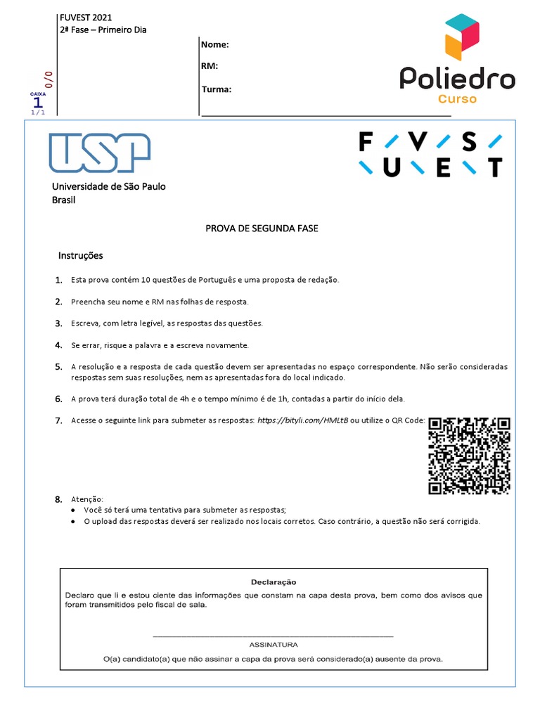 Prova Segunda Fase Fuvest 2021 | PDF | Poesia | Amor