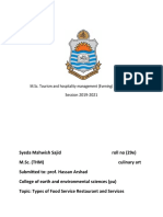 M.Sc. Tourism and Hospitality Management (Evening) 4 Semester Session 2019-2021