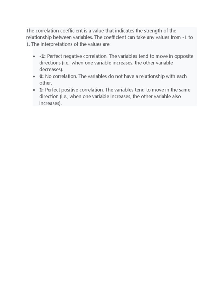 The Correlation Coefficient Is A Value That Indicates The Strength of ...