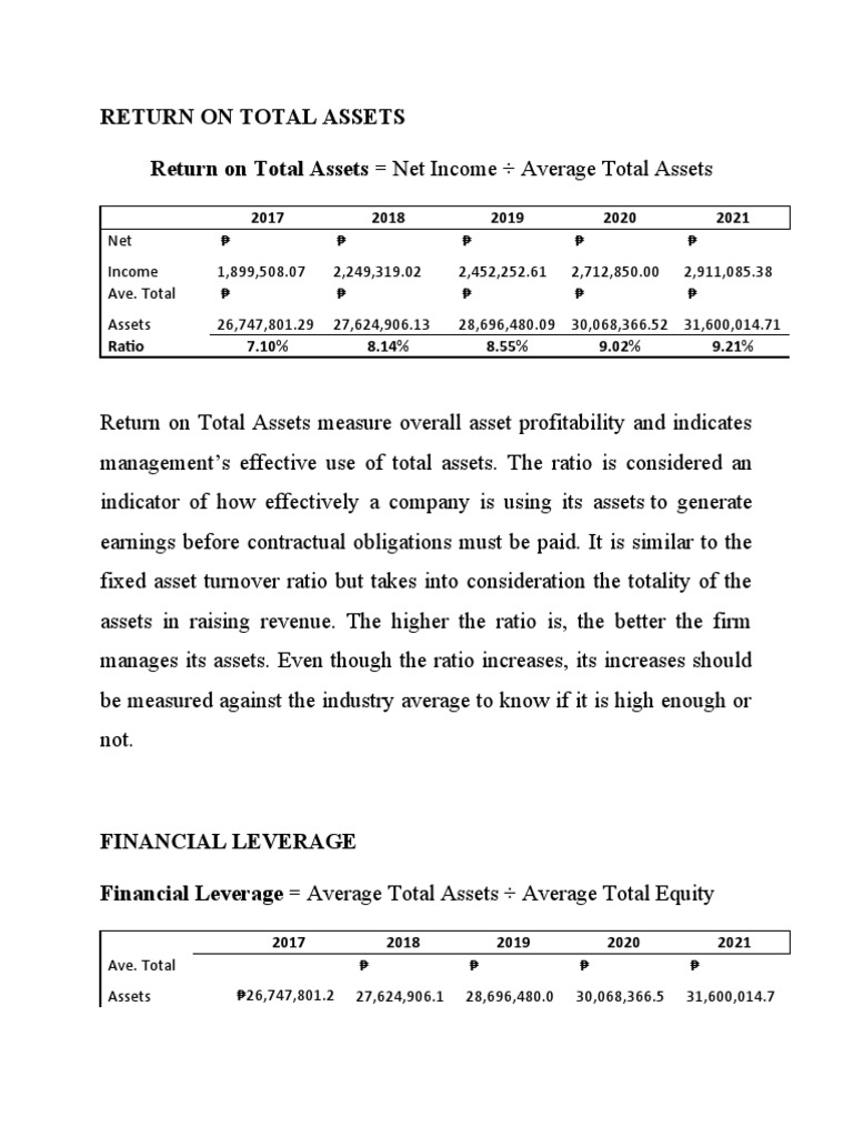 Return On Total Assets PDF Leverage (Finance) Equity (Finance)