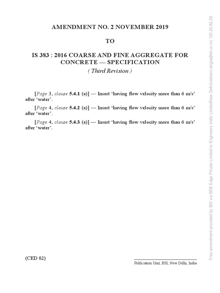 IS 383:2016 Amendment No. 2 Summary | PDF