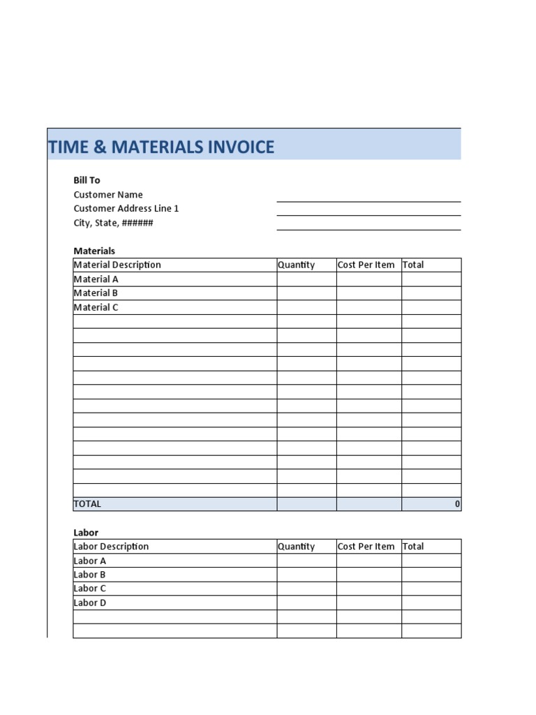 Time & Materials Invoice Template | PDF | Business | Art