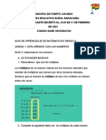 Guia 5 de Matemáticas Grado 4°.