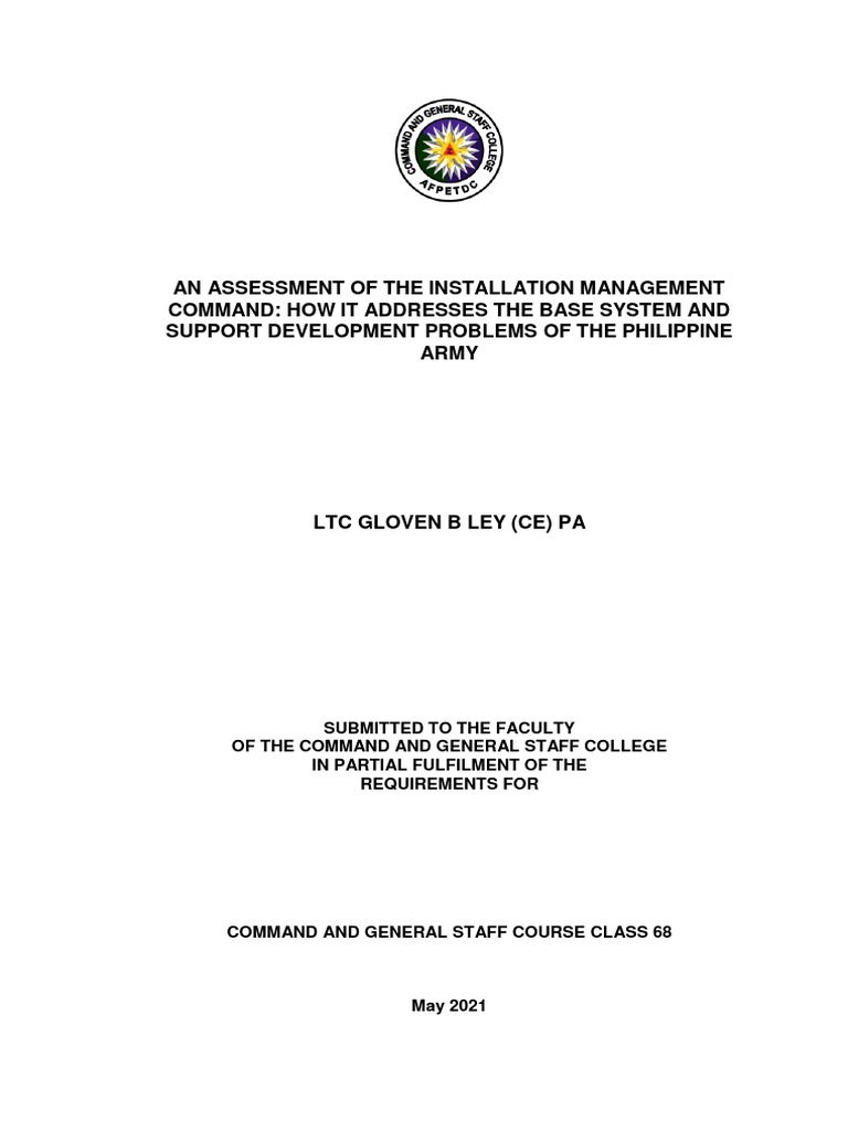 IMCOM's Role in Philippine Army Support | PDF | Military Doctrine ...