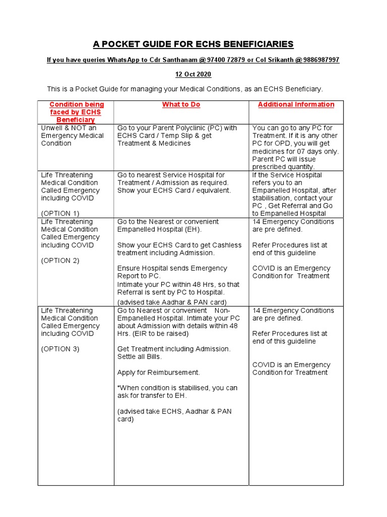 A Pocket Guide For Echs Beneficiaries | PDF | Health Sciences | Medicine