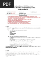 Object Oriented Programming (Lab) Assignment # 2: Instructions